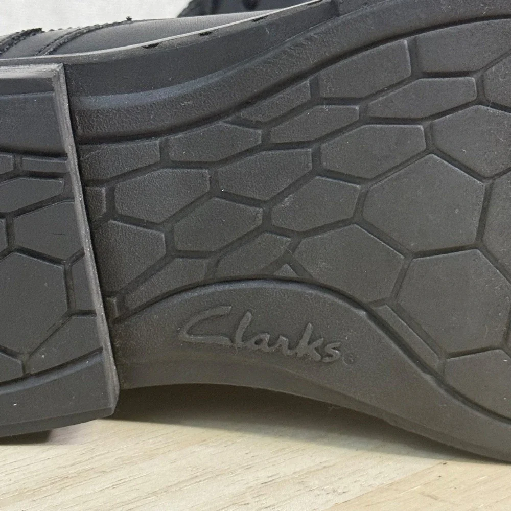 CLARKS COLLECTION Men's Shoes Sz 9M Black Leather Plain-Toe Derby Oxford Lace-Up